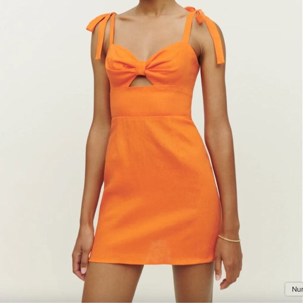 REFORMATION - Pearson Linen Mini Dress in Orange - Size 4 OPEN TO OFFERS!